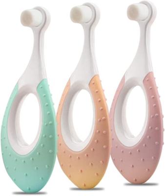 China Wholesale Foldable Oval Handles Baby Toothbrush 0-2 Years Old Soft Toddler Toothbrush, 10000 Bristle Soft Baby Gum Care for sale