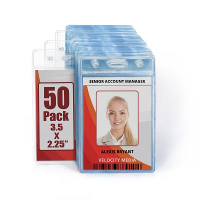 China Soft Stocked Horizontal Waterproof Clear Trade Hard Plastic PVC To Work ID Badge Card Holder for sale