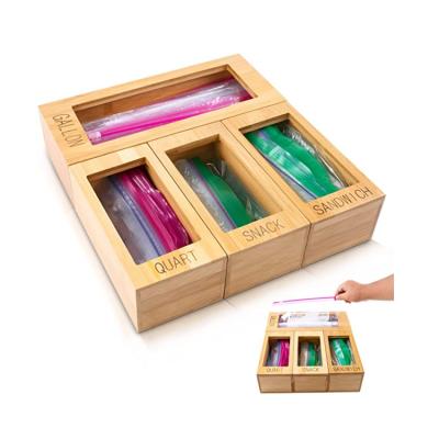 China Freshness Preservation Best Selling Natural Bamboo Wood Bag Storage Durable Bamboo Ziplock Organizer for sale