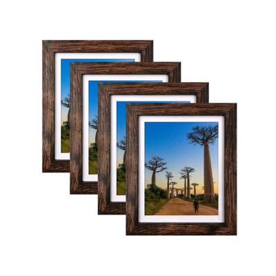 China Wholesale High Quality Solid Wood Decorative Picture Frame 8 x 10 Inch Rustic Brown Wood Picture Frame with Pads 4 Packs for sale