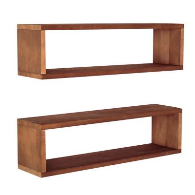 China (Other) Modern Design Adjustable Custom Rustic Brown Wood Storage Wall Shelf Living Room Set Featured By 2 for sale