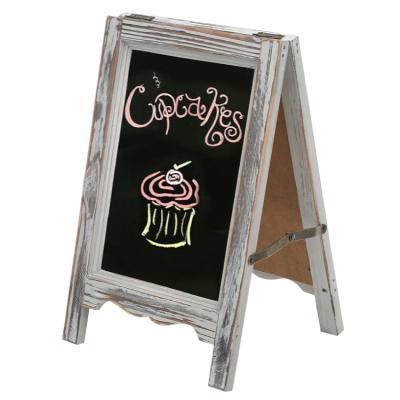 China Blackboard. The advertisement. High Quality Vintage Home Style Decor Rustic Wooden One Frame Desk Double Sided Chalkboard Easel Note for sale