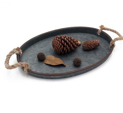 China Customized Wholesale Retro Simple Oval Serving Tray With Handle Chocolate Tray for sale