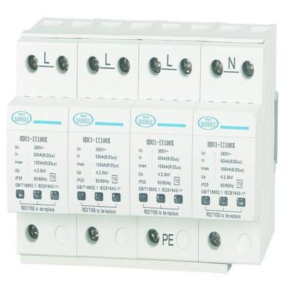 China 100ka 4pole single phase ac spd surge protector 275V type2 lightning surge arrester HDU for sale