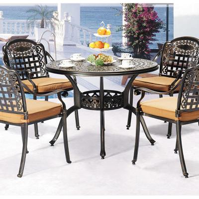 China Outdoor Weather Furniture Aluminum Outdoor Garden Table And Chair Metallic Furniture Sets for sale