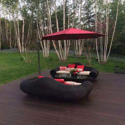 China Weather Resistant Dubai Umbrella Set Rattan Luxury Sofas Outdoor Furniture for sale