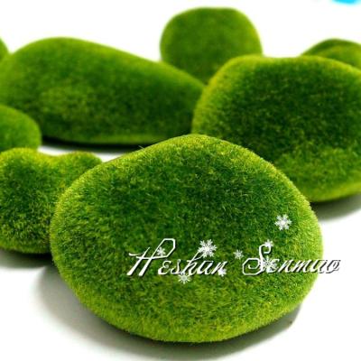 China Plastic wholesale best quality artificial grass moss green flocking stone for sale