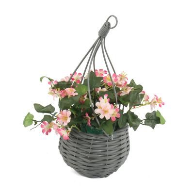 China Traditional Artificial Hanging Basket With Flowers Artificial Flower Hanging Baskets for sale