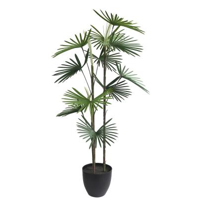 China Factory wholesale contemporary china palm leaves for plants indoor artificial tree decoration plastic bonsai for sale artificial fan palm for sale