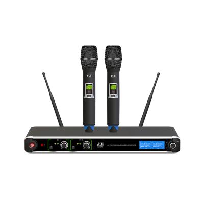 China Wireless Microphone UHF PLL Two Wireless Microphone Systems for sale