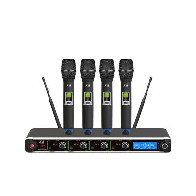 China Wireless Microphone UHF PLL Four Wireless Microphone Systems for sale