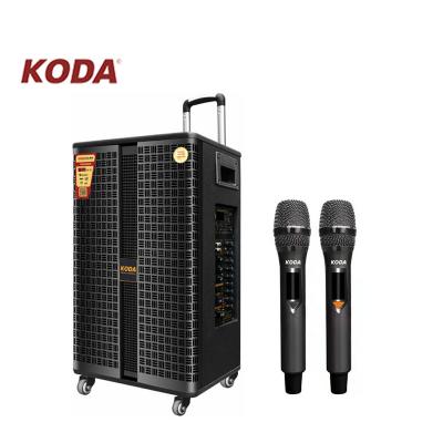 China BT Wireless Sound System Large Battery Trolley Wooden Portable Speakers With Guitar Input USB SD for sale