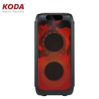 China Hotsale Dual 8inch Wireless LED Cart Flash Speakers With 2pcs Wireless Microphone for sale