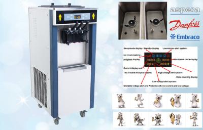 China Esteja a máquina modelo do gelado do iogurte, 38-55 litros/hora, saída ruidosa e mais grande poderosa, mais baixa da fase 3 à venda