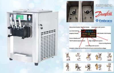 Cina Gelato superiore di 3 sapori che fa macchina, 18-25Liters all'ora, grande schermo di visualizzazione LCD, acciaio inossidabile Shell in vendita