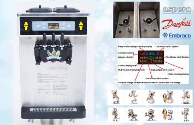 China Spitzenminispeiseeismaschine 3 Aromen Tabel, 38Liters/Stunde, halten frisches Nacht-, automatisches Cleanning zu verkaufen