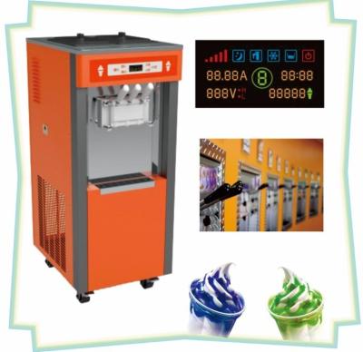 China Colorful LED Display Frozen Yogurt Machines With 3 Flavors , Garvity Feed for sale