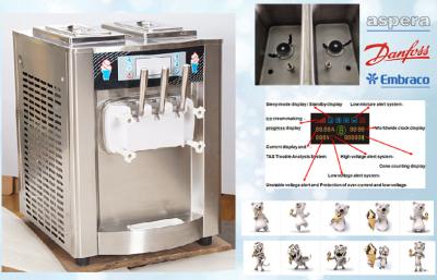 China Counter Top Stainless Steel Soft Serve Freezer / 3 Flavor Automatic Ice Cream Machine for sale