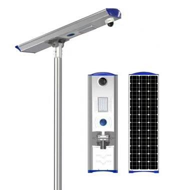 China Park /village/city/road Suntisolar IP66 all in one 80W solar LED street light with 4G camera high fidelity motion sensor for sale