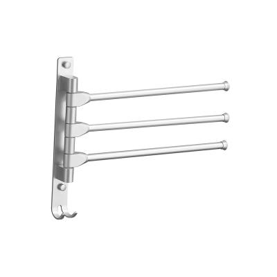 China With Hook Bathroom Hardware Space Towel Rack Aluminum Rotary Towel Rod Bath Towel Rack Movable Bathroom Pendant Punch Free for sale