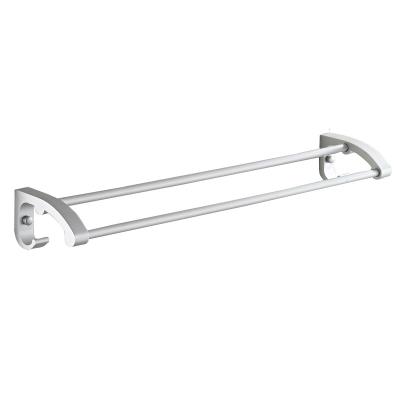 China No Installation Drilling Wall Mounted Towel Bathroom Accessories Space Aluminum Towel Rack Double Towel Rack Durable Good Quality Aluminum Space for sale