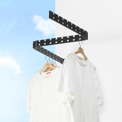 China Balcony Balcony Aluminum Alloy Folding Wall Mounting Retractable Telescopic Clothes Hanging Drying Rack for sale