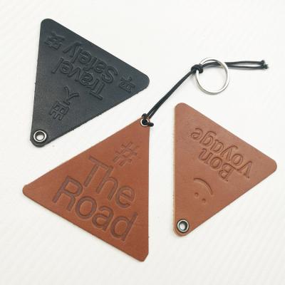 China SAHE Leather Wholesale Cheap Custom Leather Key Chain Embossed Logo Genuine Leather Custom Key Chain for sale