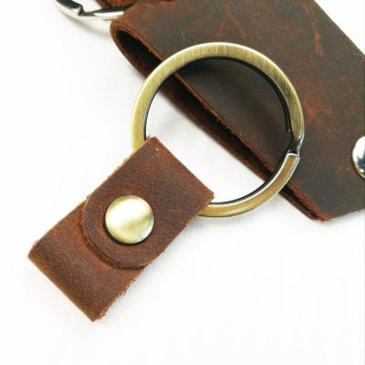 China Retro & practical wholesale metal retro factory price SAHE genuine leather key chain white for promotion gift for sale