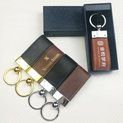 China Promotional Gifts SAHE Key Chain Single Key Chain PU Fair Trade Gifts Keychain Custom Automotive Black Brown Leather Logo Tag for sale