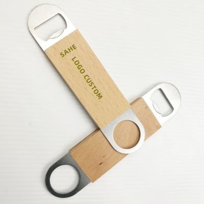 China Best Price Custom Bottle Opener SAHE Logo Factory Price Wooden Wood for sale