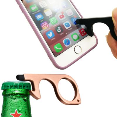 China SAHE Multifunctional Bottle Opener Stylus Touch Screen No Touch Touch Door Opener Tool Metal Key Chain Key Chain for sale