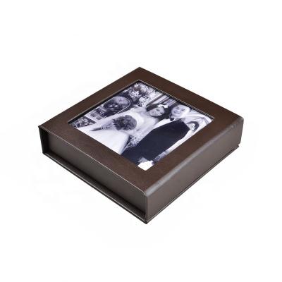 China Viable Special Brown Vinyl USB Drive Wrapping Paper Instant Gift Box For Wedding for sale