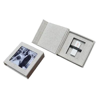 China Handmade Fabric USB Drive Presentation Canvas Special Paper Instant Gift Box for sale