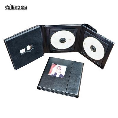 China Magnet Closure Wedding Leather Cloth DVD CD Canvas Case With USB Drive Flash Gift Box for sale