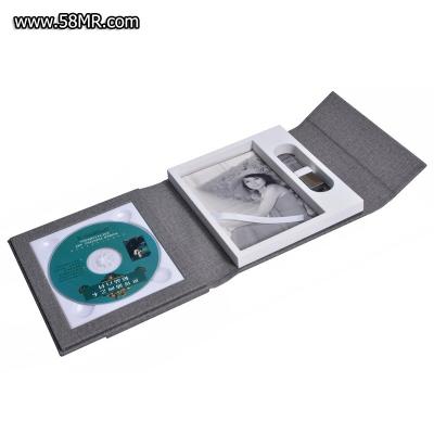 China Ribbon Closure Wedding Cloth Printing Photo DVD USB Canvas Case for sale