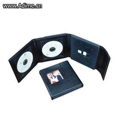 China Cloth CD Canvas Double Magnet Closure Wedding Leather USB DVD Flash Drive Box Case for sale