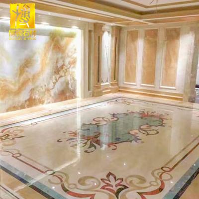 China Traditional Square Medallion Waterjet Marble Floor Tiles Polished Marble Tieles Waterjet for sale