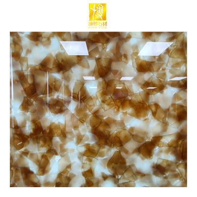 China Brown Jade Glass Artificial Onyx Slab Modern Stone Translucent Stone Panel for sale