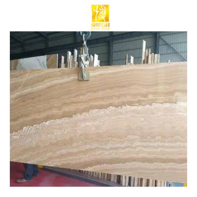 China Modern Low Price Yellow Wood Grains Marble Beige Natural Marble Stone Tiles for sale