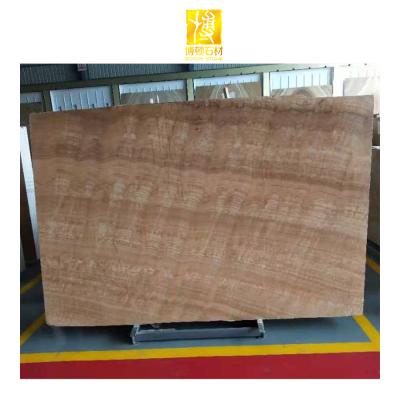 China Modern Beige Marble Wood Veins Marble Tiles Yellow Natural Marble Stone Slabs for sale