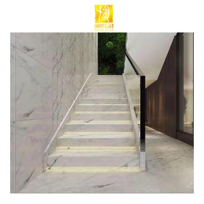 China Modern Natural Marble Stair Tiles Step Floor Tiles Jade White Marble Stone White Marble for sale