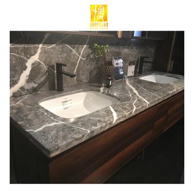 China Modern Artificial Marble Vanity Tops Gray Countertops For Bathroom for sale