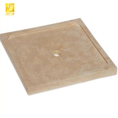 China Modern Artificial Marble Light Travertine Marble Shower Tray Shower Base For Hotel Bathroom for sale