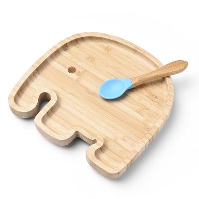 China Sustainable High Quality Custom Design Natural Bamboo Baby Suction Feeding Dish for sale