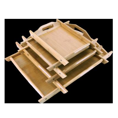 China wholesale 6 pcs storage disposable wooden bamboo serving tray set with handle for hotel restaurant 52x34x5cm for sale