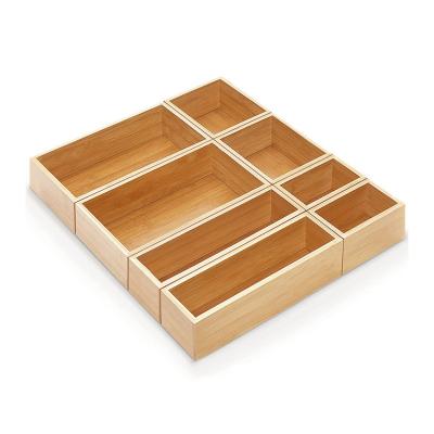 China 100% Sustainable Wood Sustainable Bamboo Foldable Bamboo Storage Box Viable for Drawer Dividers for sale