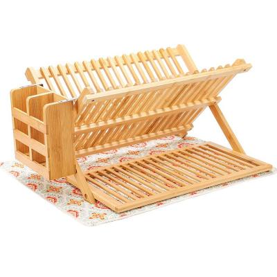 China Natural Organic Bamboo Stocked Dish and Bowl Kitchen Storage for Shelf Rack Shelf Organizer for sale