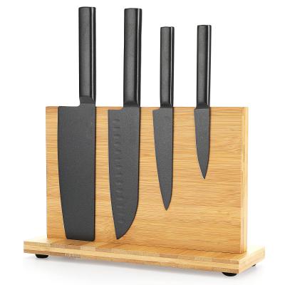 China Sustainable Wholesale Natural Bamboo Small Adjustable Kitchen Knife Storage Board With Magnetic Holder for sale