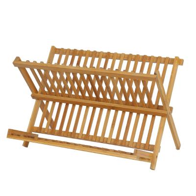 China Sustainable 100% Natural Green Bamboo Dish Foldable Dish Drying Rack With Trade Assurance for sale