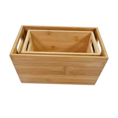 China Large sturdy rectangular 100% natural bamboo wooden box viable for home storage for sale